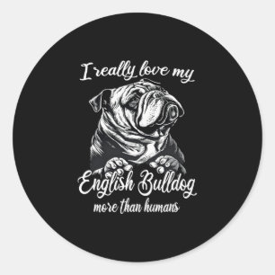 Bulldog Outfit Love My English Bulldog  Classic Round Sticker