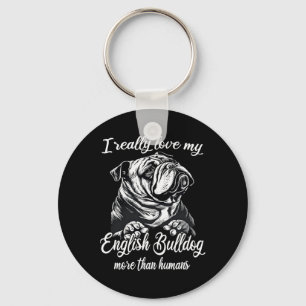 Bulldog Outfit Love My English Bulldog Key Ring