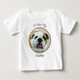 Bulldog Painting - Cute Original Dog Art Baby T-Shirt