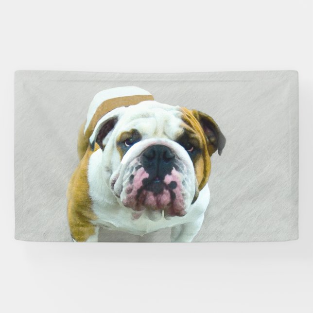 Bulldog Painting - Cute Original Dog Art Banner (Horizontal)