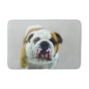 Bulldog Painting - Cute Original Dog Art Bath Mat