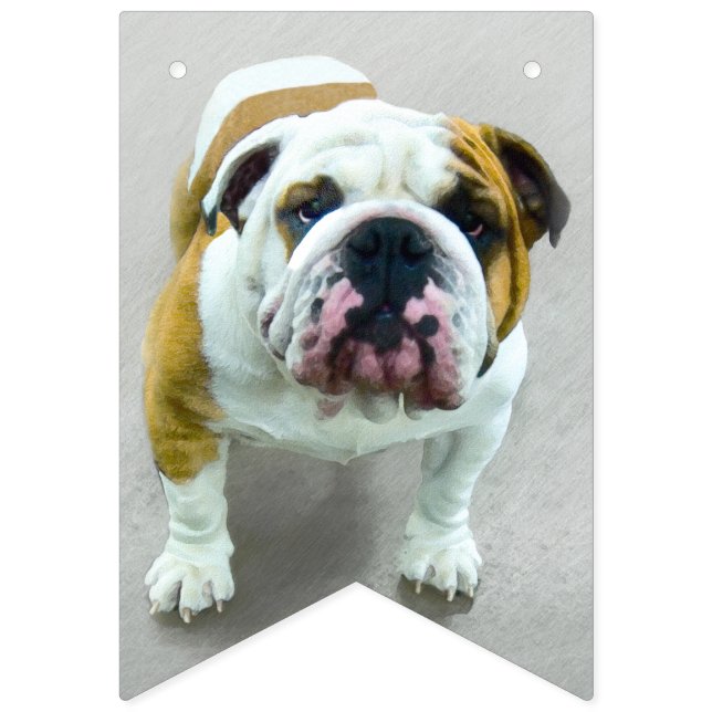 Bulldog Painting - Cute Original Dog Art Bunting (First Flag)