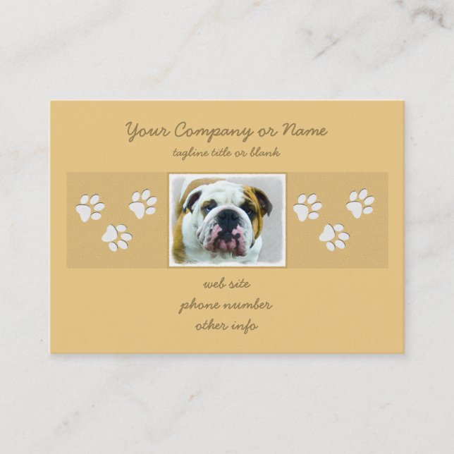 Bulldog Painting - Cute Original Dog Art Business Card (Front)