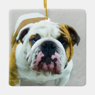Bulldog Painting - Cute Original Dog Art Ceramic Ornament