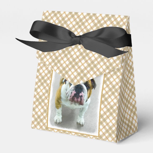 Bulldog Painting - Cute Original Dog Art Favour Box (Front Side)