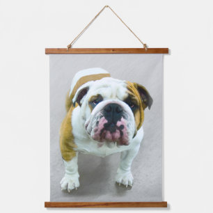 Bulldog Painting - Cute Original Dog Art Hanging Tapestry