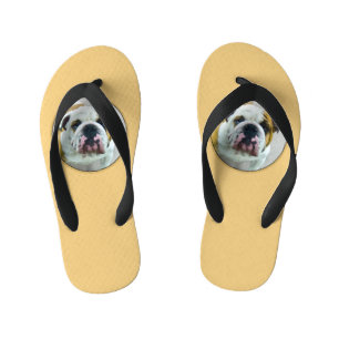 Bulldog Painting - Cute Original Dog Art Kid's Flip Flops