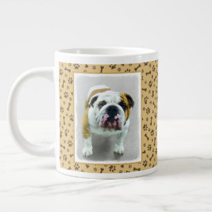 Bulldog Painting - Cute Original Dog Art Large Coffee Mug
