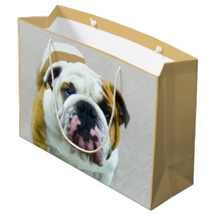 Bulldog Painting - Cute Original Dog Art Large Gift Bag