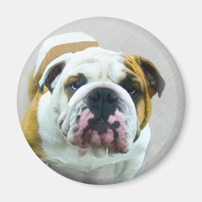 Bulldog Painting - Cute Original Dog Art Magnet (Front)
