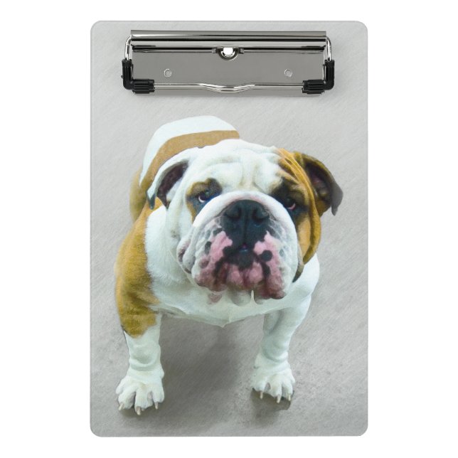 Bulldog Painting - Cute Original Dog Art Mini Clipboard (Front)