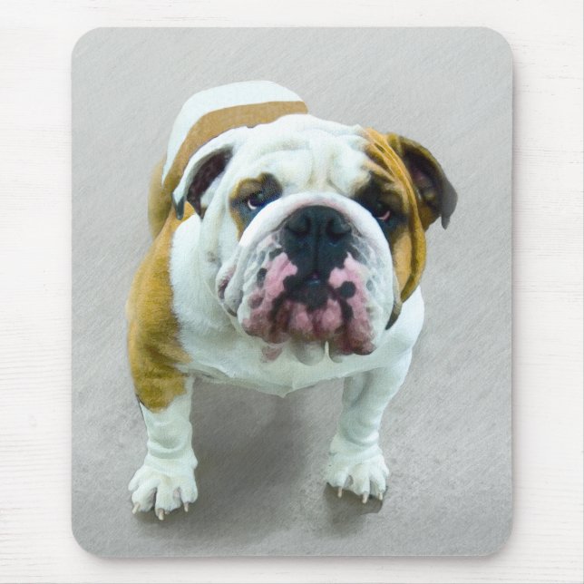 Bulldog Painting - Cute Original Dog Art Mouse Mat (Front)