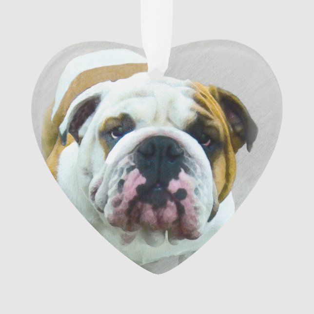 Bulldog Painting - Cute Original Dog Art Ornament (Front)