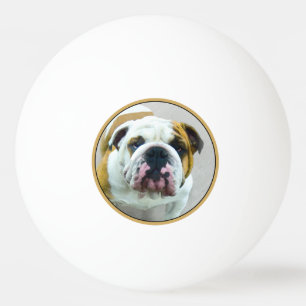 Bulldog Painting - Cute Original Dog Art Ping Pong Ball