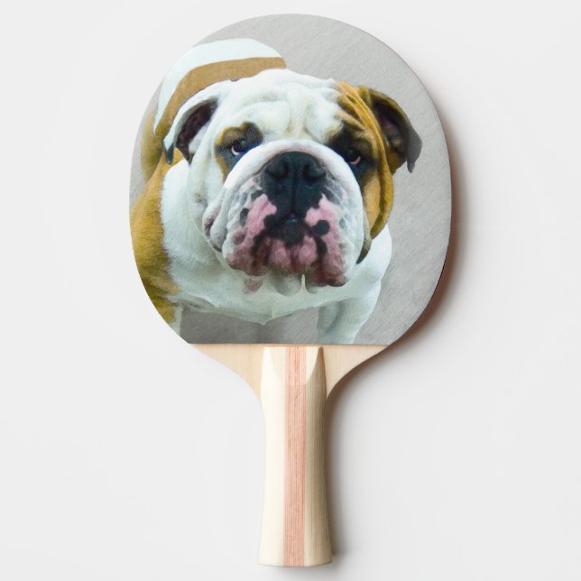 Bulldog Painting - Cute Original Dog Art Ping Pong Paddle (Front)