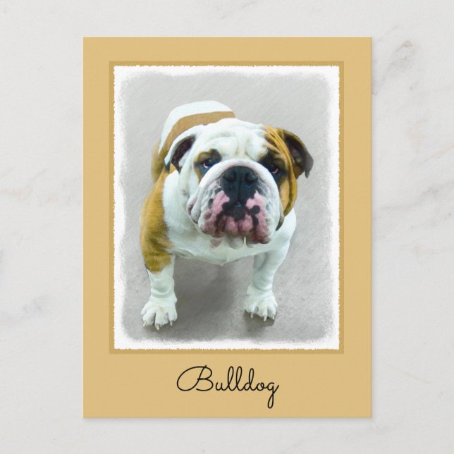 Bulldog Painting - Cute Original Dog Art Postcard (Front)