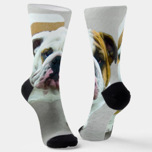 Bulldog Painting - Cute Original Dog Art Socks