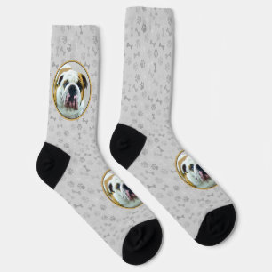 Bulldog Painting - Cute Original Dog Art Socks