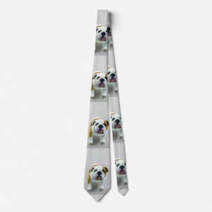 Bulldog Painting - Cute Original Dog Art Tie