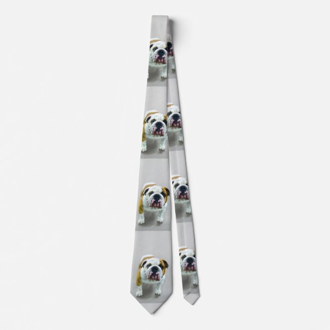 Bulldog Painting - Cute Original Dog Art Tie (Front)