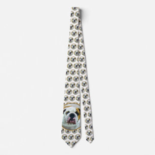 Bulldog Painting - Cute Original Dog Art Tie