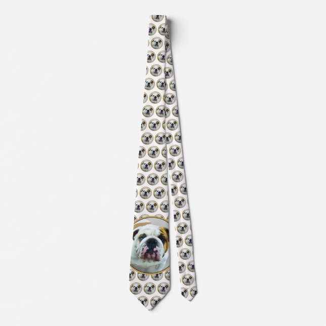 Bulldog Painting - Cute Original Dog Art Tie (Front)