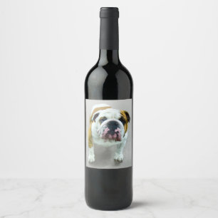 Bulldog Painting - Cute Original Dog Art Wine Label