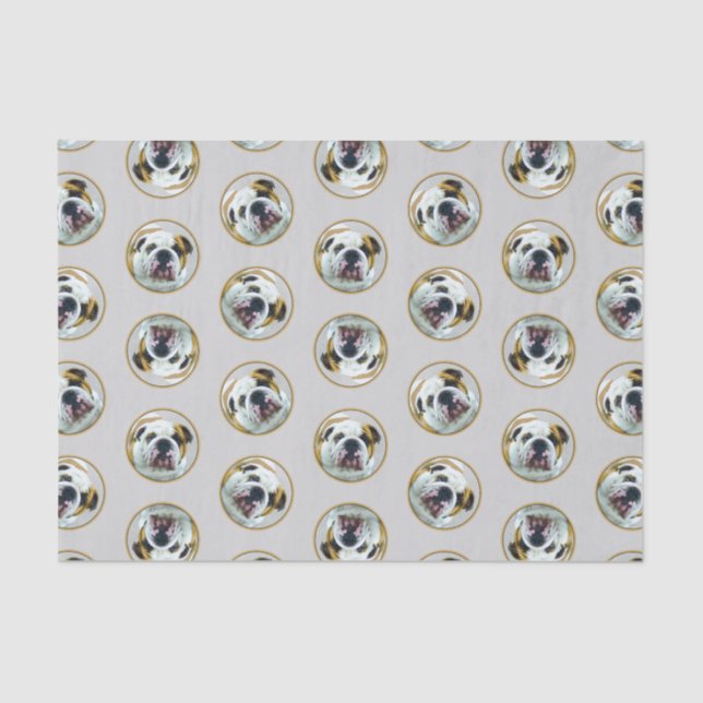 Bulldog Painting Red and White English Pet Dog Art Tissue Paper (Front)