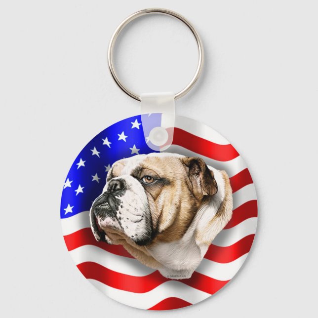 Bulldog Patriot US Flag Key Ring (Front)