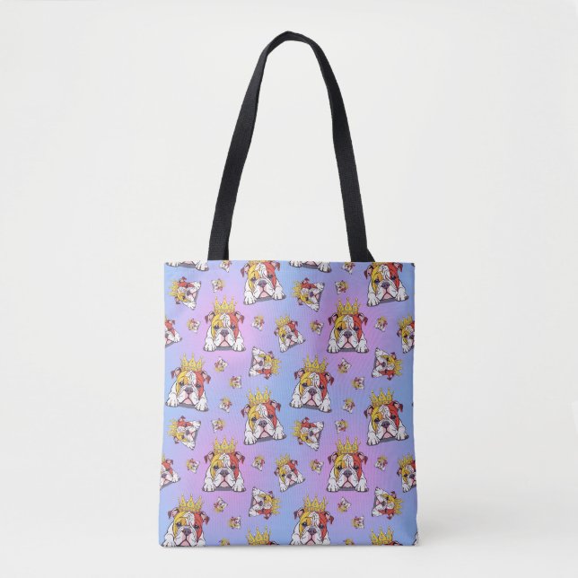 bulldog pattern tote bag (Front)