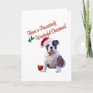 Bulldog Pawsitively Wonderful Christmas Wishes Holiday Card