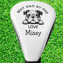 Bulldog Peeking Puppy Customise Golf Head Cover