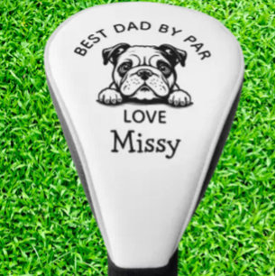 Bulldog Peeking Puppy Customise Golf Head Cover