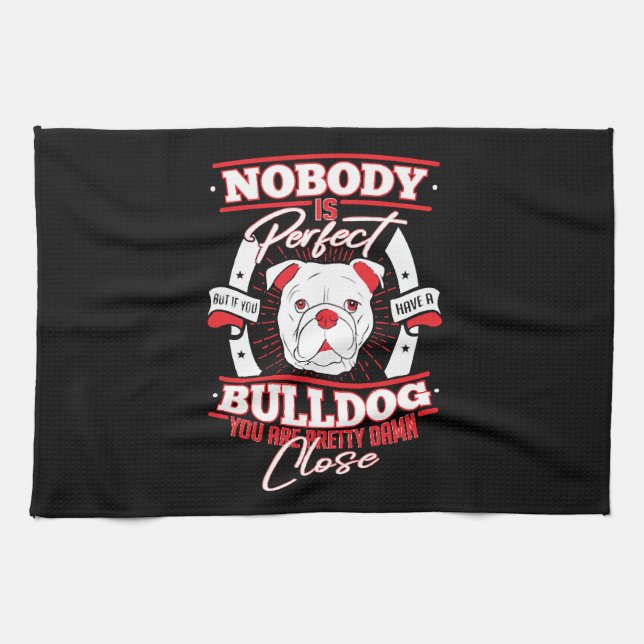 Bulldog Perfection Dog Love Tea Towel (Horizontal)