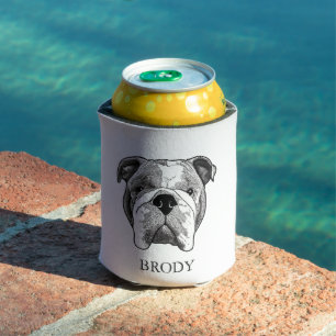 Bulldog Personalised Hand Drawing Can Cooler
