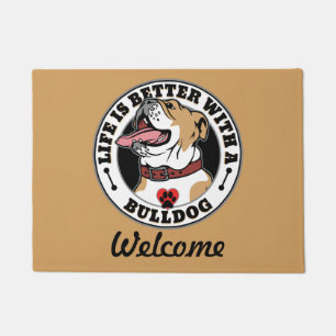Bulldog Personalised Life Is Better With A Bulldog Doormat