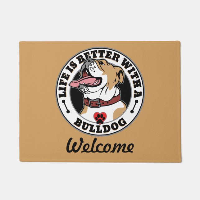 Bulldog Personalised Life Is Better With A Bulldog Doormat (Front)
