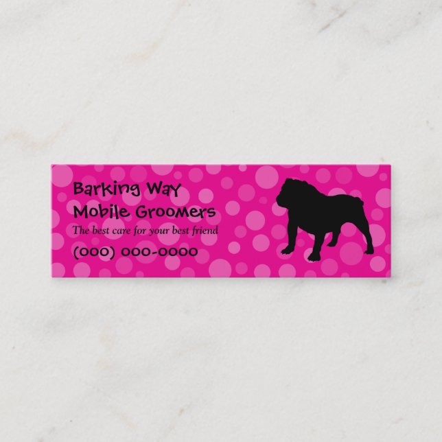 Bulldog Pet Care Pink Mini Business Card (Front)