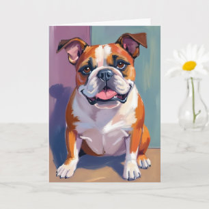 Bulldog Pet Painting Whimsical Watercolor Dog Card