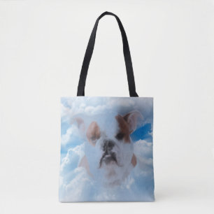 Bulldog Pet with Heaven Clouds Tote Bag
