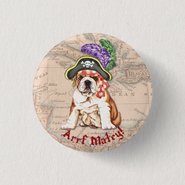 Bulldog Pirate 3 Cm Round Badge (Front)