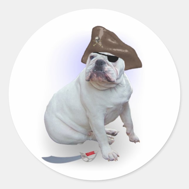 Bulldog Pirate Classic Round Sticker (Front)