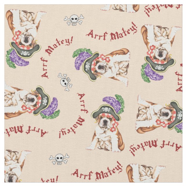 Bulldog Pirate Fabric (Close Up)