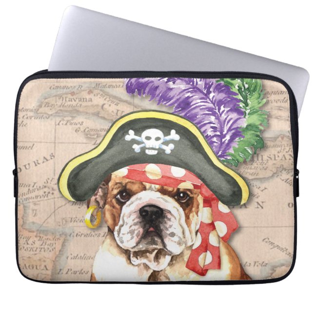 Bulldog Pirate Laptop Sleeve (Front)