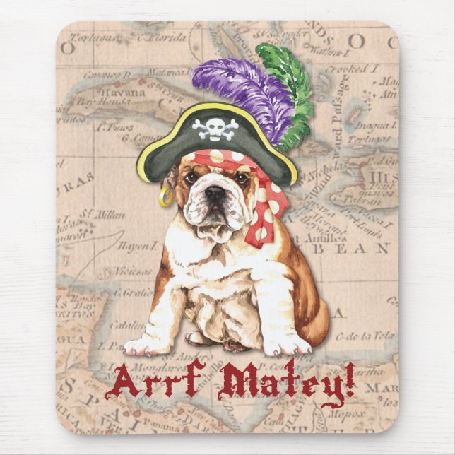 Bulldog Pirate Mouse Mat (Front)