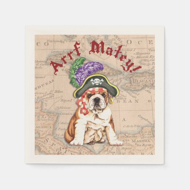 Bulldog Pirate Napkin (Front)