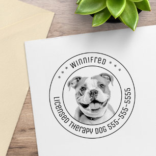 Bulldog Pit Bull Dog Pet Photo Round Rubber Stamp