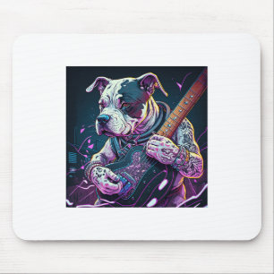 Bulldog Playing Electric Guitar Rock Mouse Mat