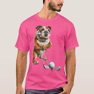 Bulldog Playing Golf Funny Dog Lovers Tee