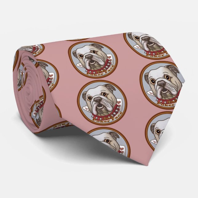 Bulldog Poker Face Tie (Rolled)